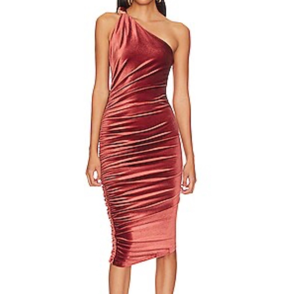 Elegant One-Shoulder Rust Dress